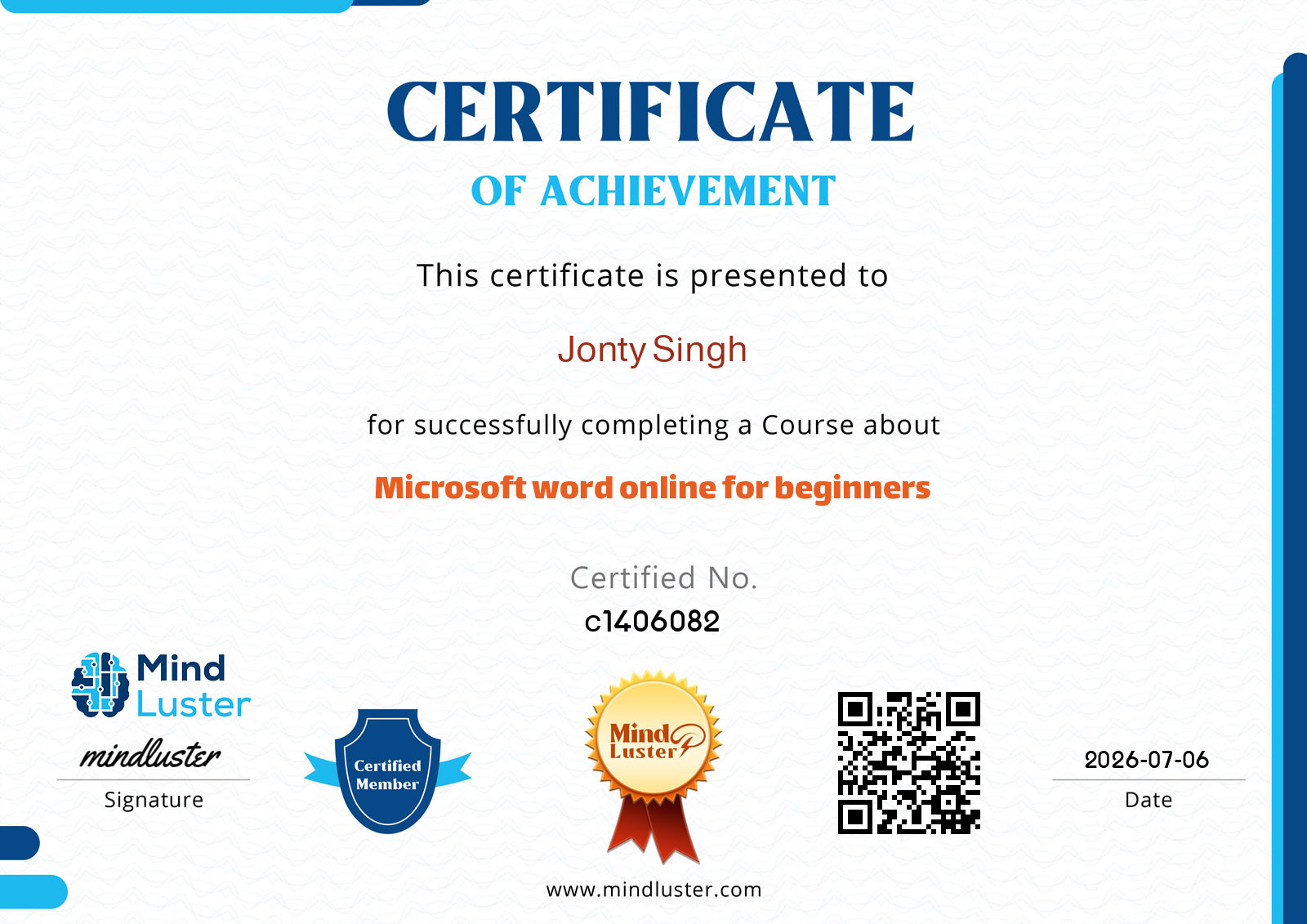 MS Word Certificate